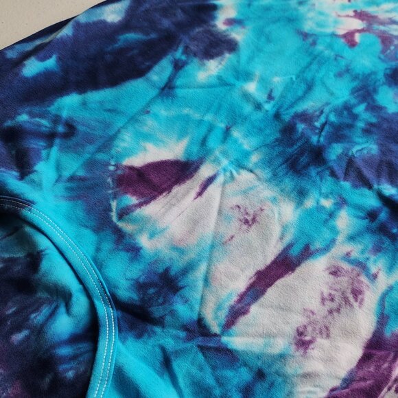 NWT Aruba Tie Dye Tank Top Blue Purple Cotton Yoga Shirt Hand-Dyed by Akasha Sun - Picture 3 of 4
